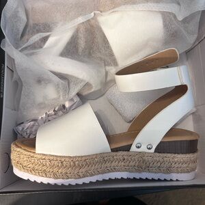 Fashion Nova White Espadrille Wedges